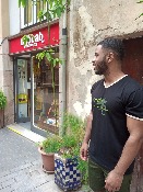 Camiseta cuello pico manga corta algodón GOTS  Slow Down Barcelona