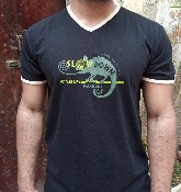 Camiseta cuello pico manga corta algodón GOTS  Slow Down Barcelona