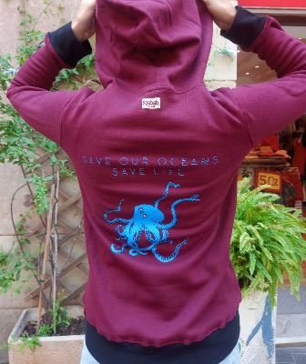 Sudadera purpura surfera de mujer - Pulpo Respect Pur Oceans