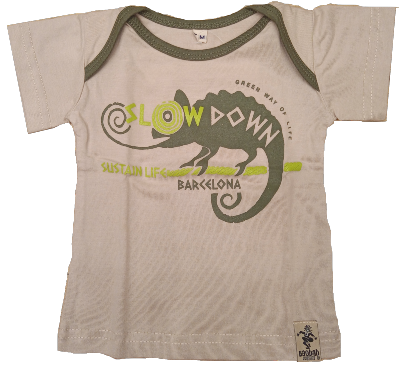Camiseta beige manga corta 100% algodón ecológico bébés Slo Down