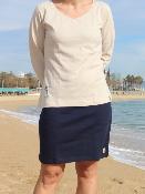 Falda corta de algodón semi-ajustada - azul marino