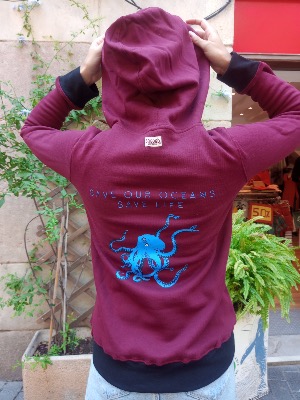 Sudadera purpura surfera de mujer - Pulpo Respect Pur Oceans