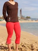 Leggings deportivos 3/4 estilo pescador - Rojo Coral