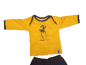 Camiseta amarilla manga larga 100% algodón ecológico bébés Lagarto