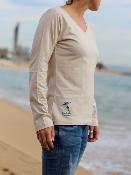 Camiseta manga larga de mujer cuello de pico – One Earth keep it clean 
