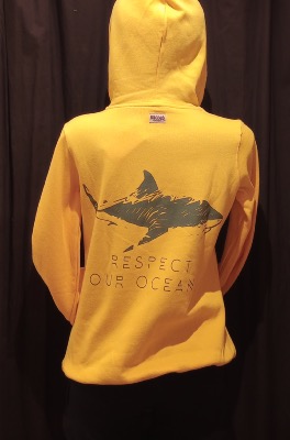 Sudadera surfera de mujer - Tiburon Respect Pur Oceans -  Amarillo / Caqui - Front
