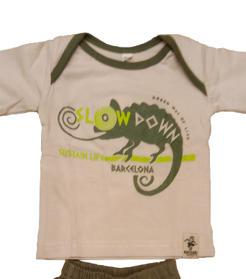 Camiseta manga larga 100% algodón ecológico bébés con camaleón invitando a reducir la velocidad 