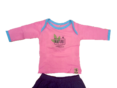 Camiseta rosa-azul manga larga 100% algodón ecológico bébés Nature