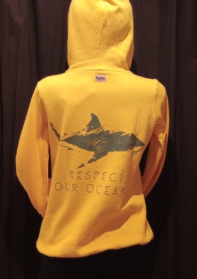 Sudadera surfera de mujer - Tiburon Respect Pur Oceans -  Amarillo / Caqui - Front