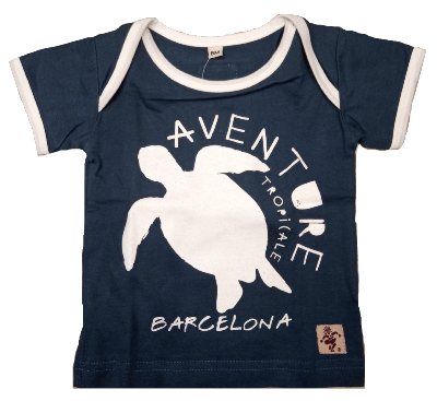 Camiseta marino manga corta 100% algodón ecológico bébés Tortuga aventura