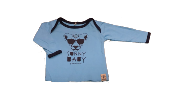 Camiseta azul manga larga 100% algodón ecológico bébés guepardo