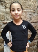 Camiseta negra manga larga con capucha 100% algodón ecológico para niñas y niños 