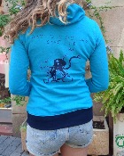 Sudadera azul turquesa surfera de mujer - Pulpo Respect Pur Oceans