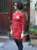 Vestido rojo manga larga 100% algodón RIBS