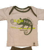 Camiseta manga larga 100% algodón ecológico bébés con camaleón invitando a reducir la velocidad 