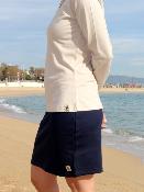 Falda corta de algodón semi-ajustada - azul marino