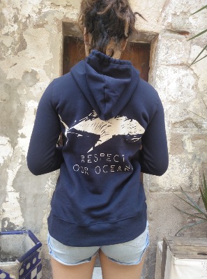 Sudadera surfera de mujer - Tiburon Respect Pur Oceans -  Azul marino