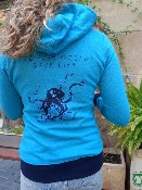 Sudadera azul turquesa surfera de mujer - Pulpo Respect Pur Oceans