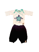 Camiseta blanca/verde manga larga 100% algodón ecológico bébés