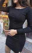 Vestido negro manga larga 100% algodón acanalado (rib)