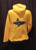 Sudadera surfera de mujer - Tiburon Respect Pur Oceans -  Amarillo / Azul marino - Front